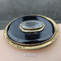 Antique Victorian Mourning Brooch With Onyx, Hand Made Edge Designs