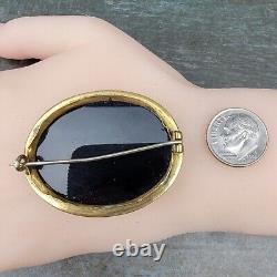 Antique Victorian Mourning Brooch With Onyx, Hand Made Edge Designs