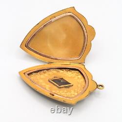 Antique Victorian Mourning Gold Filled Double Hair Locket with purple Stone Photo