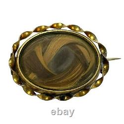 Antique Victorian Mourning Hair Receiver Brooch Pin Memory Sentimental Keepsake