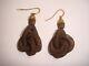 Antique Victorian Mourning Hairwork Woven Hair 14k Gold Pierced Earrings England