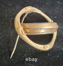 Antique Victorian Mourning Jewelry Brooch Gold Filled Plaited Hair Brooch