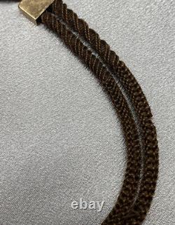 Antique Victorian Mourning Woven Hair Art Watch Chain Fob Gold Filled 2 Strand