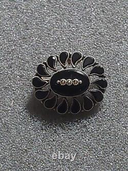 Antique Victorian Mourning brooch Pin/ Pendant 14K Gold Black Onyx & Seed Pearl