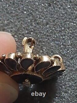 Antique Victorian Mourning brooch Pin/ Pendant 14K Gold Black Onyx & Seed Pearl