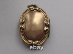 Antique Victorian Ornate Oval Art Nouveau Gold Filled Locket Pendant