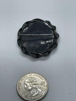 Antique Victorian Photo of a Young Woman Mourning Memento Mori Brooch