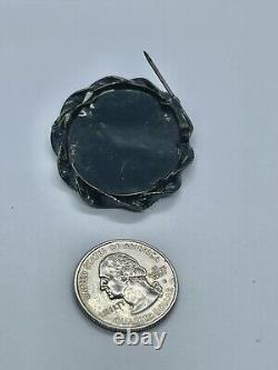 Antique Victorian Photo of a Young Woman Mourning Memento Mori Brooch