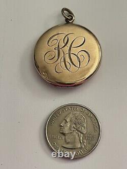 Antique Victorian Rolled Gold Equestrian Horse Shoe Rhinestones Locket Pendant