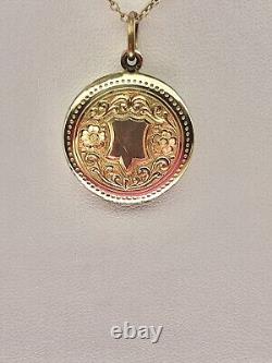 Antique Victorian Rolled Gold Round Locket Soldier Photo & Lock of Hair 16 1/2