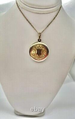 Antique Victorian Rolled Gold Round Locket Soldier Photo & Lock of Hair 16 1/2