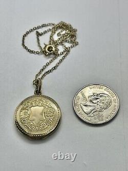 Antique Victorian Rolled Gold Round Locket Soldier Photo & Lock of Hair 16 1/2