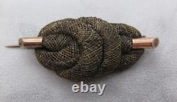 Antique Victorian Rose Gold Filled Woven Hair Knot Mourning Brooch Really Nice