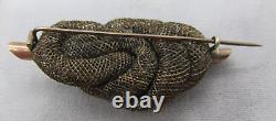 Antique Victorian Rose Gold Filled Woven Hair Knot Mourning Brooch Really Nice