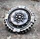 Antique Victorian Scottish Mourning Round Star Sterling Silver Brooch C Clasp 6g