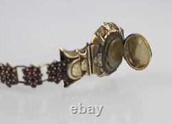 Antique Victorian Sterling Silver Red Garnet Morning Jewelry Bracelet