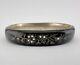 Antique Victorian Sterling Silver Seed Pearl & Enamel Mourning Bangle Bracelet