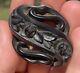 Antique Victorian Whitby Jet Hand Carved Forget Me Not Rose Mourning Brooch Pin