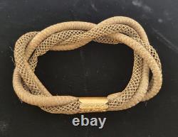 Antique Victorian Woven Hair Mourning Bracelet With 14k Gold Band