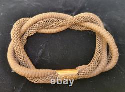 Antique Victorian Woven Hair Mourning Bracelet With 14k Gold Band