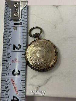 Antique Victorian Yellow Gold Filled Double Door Locket Pendant W Hair And Photo