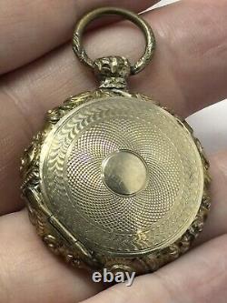 Antique Victorian Yellow Gold Filled Double Door Locket Pendant W Hair And Photo