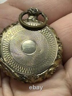 Antique Victorian Yellow Gold Filled Double Door Locket Pendant W Hair And Photo