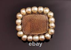 Antique Victorian mourning brooch, Split pearl, 9ct gold