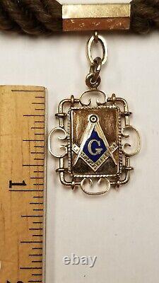 Antique Victorian woven Hair chain and MASONIC Fob gold filled