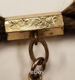 Antique Victorian woven Hair chain and MASONIC Fob gold filled