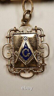 Antique Victorian woven Hair chain and MASONIC Fob gold filled