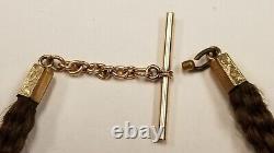 Antique Victorian woven Hair chain and MASONIC Fob gold filled