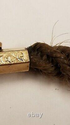 Antique Victorian woven Hair chain and MASONIC Fob gold filled