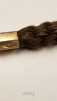 Antique Victorian woven Hair chain and MASONIC Fob gold filled