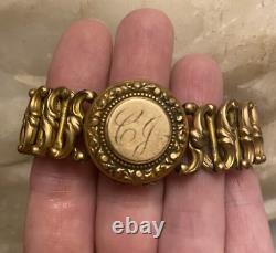 Antique/Vintage-Gold Fill-Monogram-Locket-Expansion-Sweetheart-Mourning Bracelet