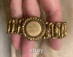 Antique/Vintage-Gold Fill-Monogram-Locket-Expansion-Sweetheart-Mourning Bracelet