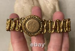 Antique/Vintage-Gold Fill-Monogram-Locket-Expansion-Sweetheart-Mourning Bracelet