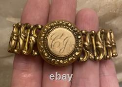 Antique/Vintage-Gold Fill-Monogram-Locket-Expansion-Sweetheart-Mourning Bracelet