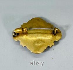 Antique victorian gold filled enamel Amethyst Greek goddess cameo brooch