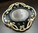 Beautiful Antique Victorian 10K Gold Mourning Brooch, Enamel & French Hair Art