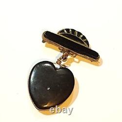 Cannel Heart Mourning Brooch Scotland Onyx Rose Gold Victorian Antique Cannelite