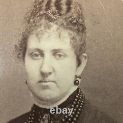 Cobleskill, NY CDV Photo Victorian Mourning Dress JET Necklace Brooch Jewelry WOW