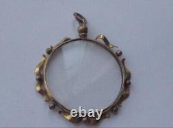 Edwardian Double Sided Perspex Brass Mourning Photo Locket Pendant or Fob