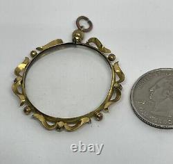 Edwardian Double Sided Perspex Brass Mourning Photo Locket Pendant or Fob