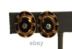 Estate Antique Victorian 14kt Gold Diamond & Onyx Earrings Mourning