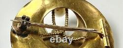 French 18k Victorian Pearl Hair Mourning Dangle Pin Antique Brooch (c126b)