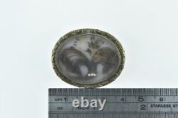 Gold Filled Victorian Elaborate Mourning Bouquet Oval Pin/Brooch 54