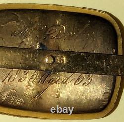 Gold Victorian Mourning Pin/Brooch braided hair 1836 Age Name Daly 9c 4.5 grams