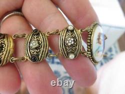 Gorgeous Victorian Woman Blk & Wht Seed Pearls & Enamel Bracelet Mourning