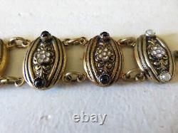 Gorgeous Victorian Woman Blk & Wht Seed Pearls & Enamel Bracelet Mourning